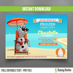 Frozen Summer Olaf Birthday Invitation (Design 2)